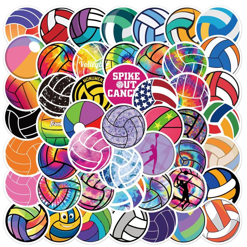 52pcs Volleyball Graffiti Stickers, Waterproof Decorative Sticker For DIY Creative Toys