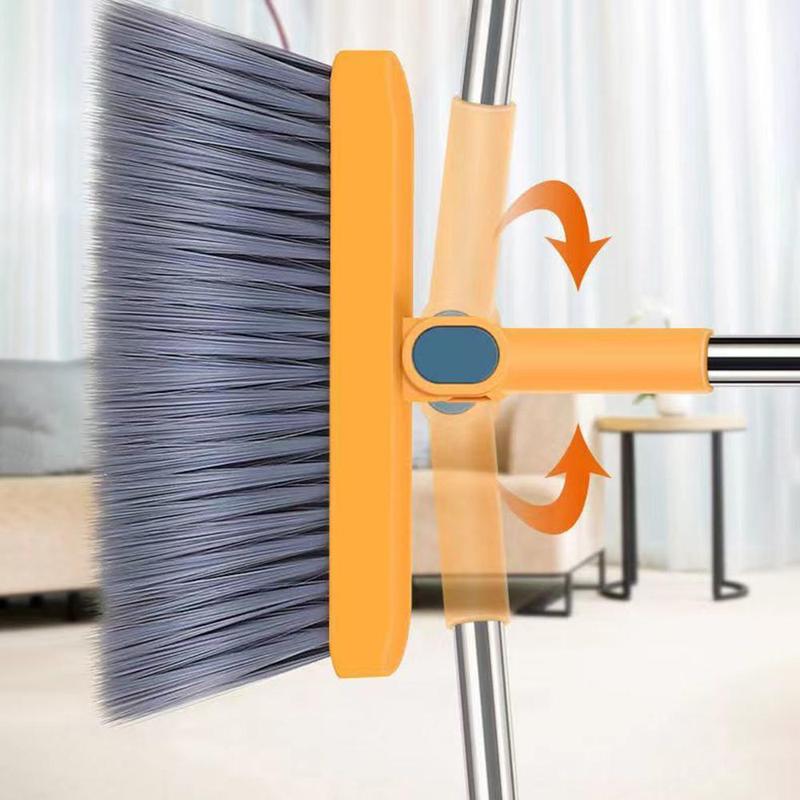 Long Handle Rotatable Broom & Dustpan Set, 1 Set Efficient Floor Cleaning Tool with Comb Tooth for Hard Floors, Perfect for Home, Kitchen, Bedroom, Office, and Outdoor