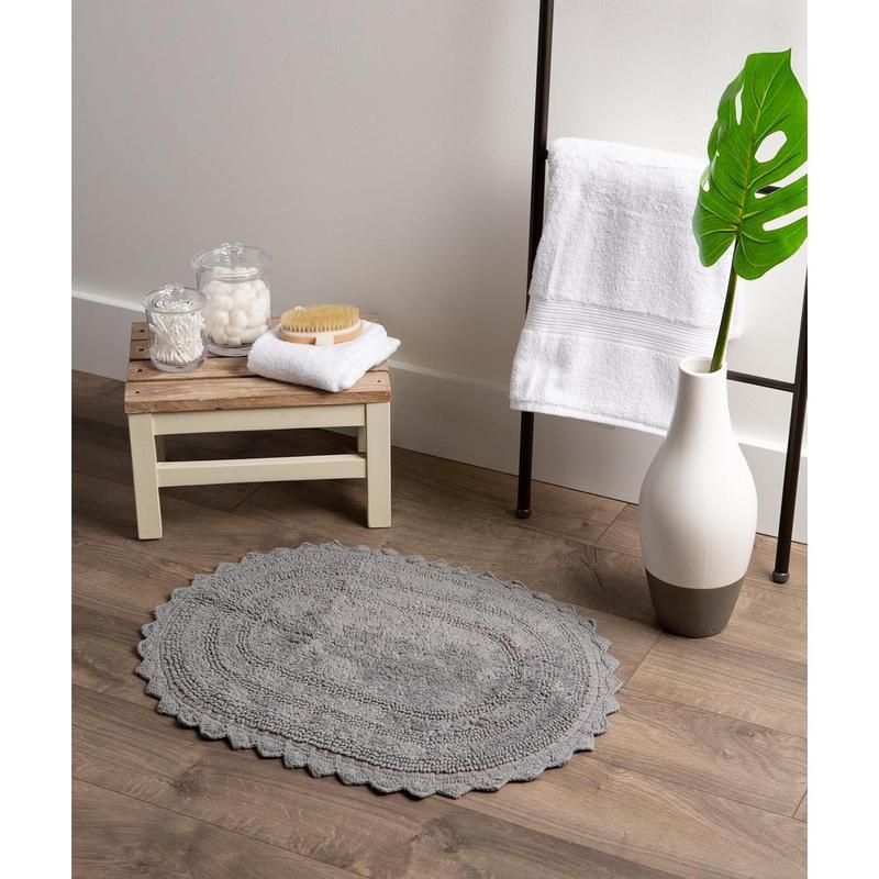 Crochet Collection Reversible Bath Mat, Large Oval, 21x34, Gray