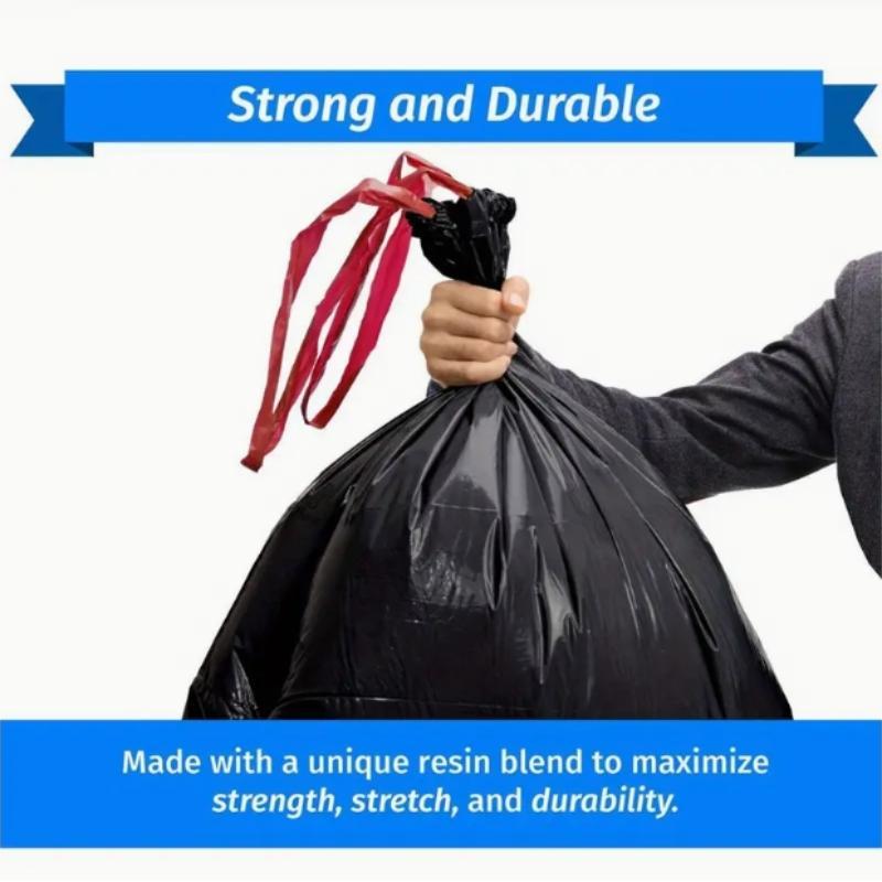 35 Gallon Trash Bag, 10pcs 20pcs roll Thick & Durable Household & Commercial Garbage Bag, Large Capacity Drawstring Bin Bag