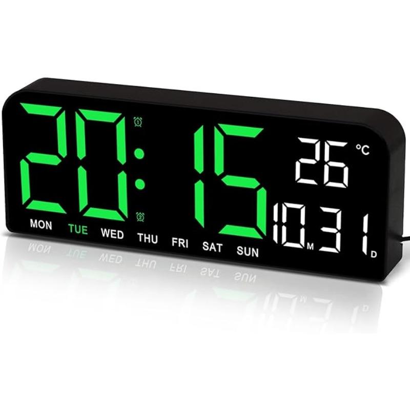 Luminous Large Screen LED Alarm Clock - Displays Week, Temperature, Humidity, and Timer - Perfect for Bedroom, Living Room, and Office Decoration with Modern Design