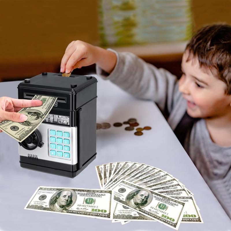 [HOLIDAY SALE 51%]  Children's Electronic Piggy Bank Toy with Digital Cash Saving Safe Box for Coins Mini ATM Machine Spaarpot Coin Lock Security Money