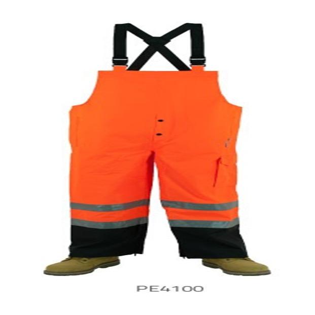 HI-VIS RAINWEAR BIB PANTS With Elastic suspenders with release buckles   High visibility reflective water resistant BIB PANTS