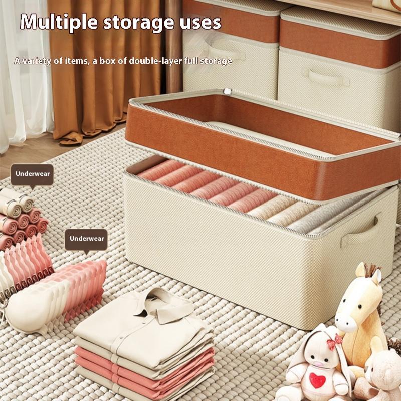 Clothes Storage Box, 1 Count  Double Layer Clothes Toy Doll Storage Organizer with Lid, Clothes Wardrobe Storage Box for Bedroom Home Dormitory