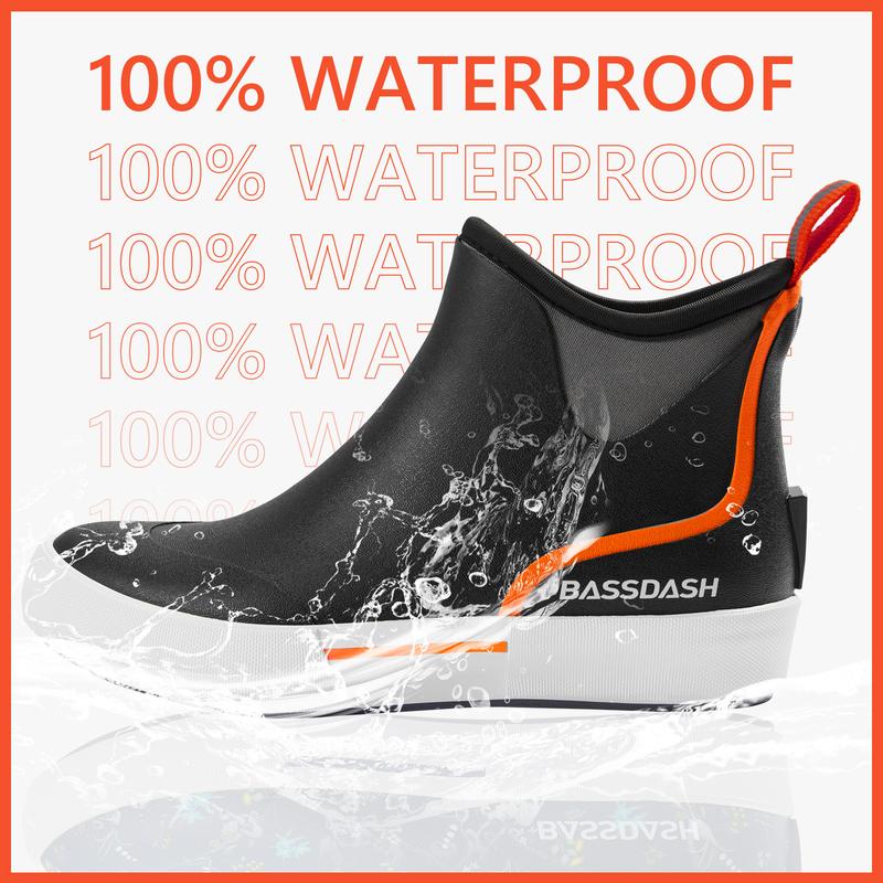 BASSDASH Womens 4.5” Waterproof Deck Ankle Rain Boots Anti-Slip Neoprene Rubber Garden Fishing Boots