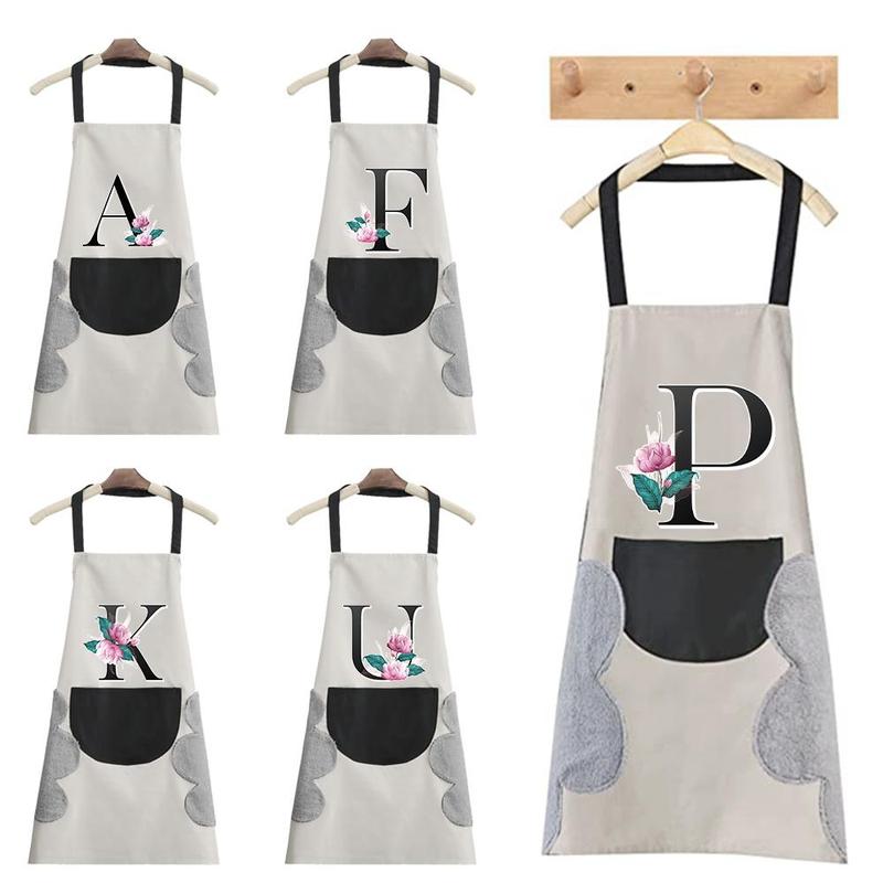 Letter Pattern Apron, 1 Count Oil-proof Adjustable Bib Apron, Easy Cleaning Stain-resistant Kitchen Cooking Apron for Restaurant & Home