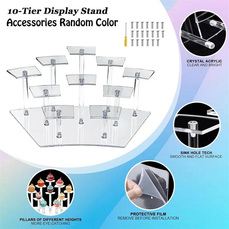 Acrylic Mini Figures Display Stand, 1 Count 10-tier Acrylic Mini Figures Display Stand, Household Perfume & Cosmetic Storage Shelf Organizer