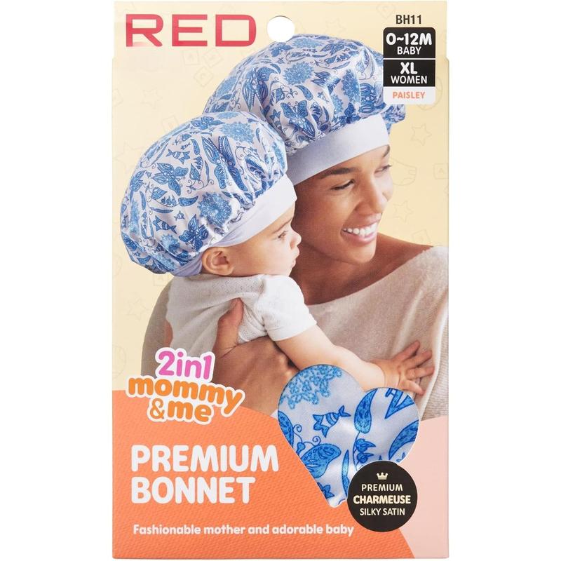 Red by Kiss 2-in-1 Mommy & Me Bonnet Sleeping Caps Hair Bonnet Hair Wrap