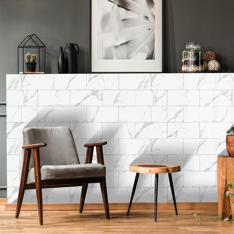 Marble Pattern Self-adhesive Backsplash Tile, 16 32pcs Peel & Stick Backsplash Tile, Wall Tile Sticker for Kitchen, Bathroom, Laundry Room, Fireplace Decor