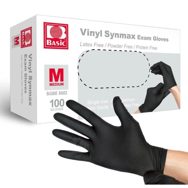 Synmax black Vinyl Disposal Gloves Powder free Size S M L XL 100PCS Box Cleaning Household Kitchen Disposable