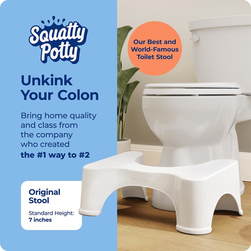 Squatty Potty - 7 Inch Original White Toilet Stool For Standard Height Toilets - Doctor Recommended - Relieves Bloating - Feel Lighter