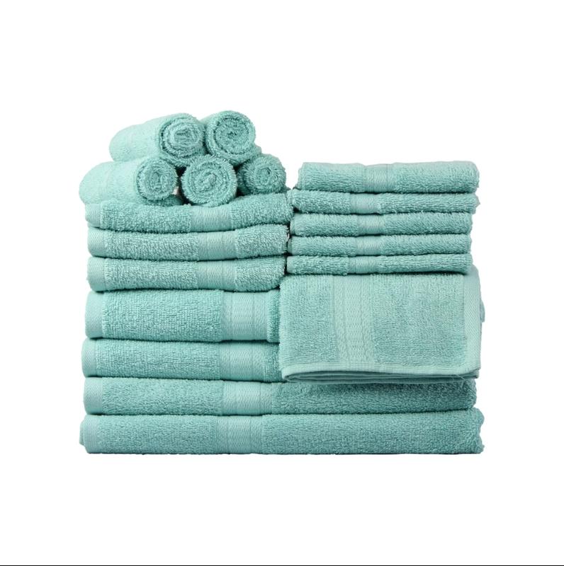 Basic Solid 18-Piece Bath Towel Set Collection, Available in multiple colors Hand Stripe