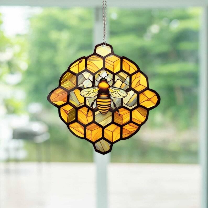 Honey Bee ACRYLIC Window hanging, Honey Bee Acrylic Window Decor, Perfect Gift For Home, Beekeeper gift, Window decor,not GLASS Sunctacher