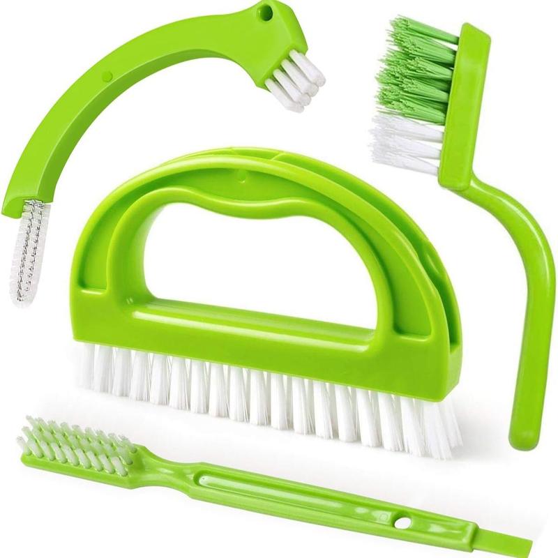 4pcs set Multifunctional Floor Cleaning Brush, Household Floor Scrub Brush With Handle For Bathroom Kitchen