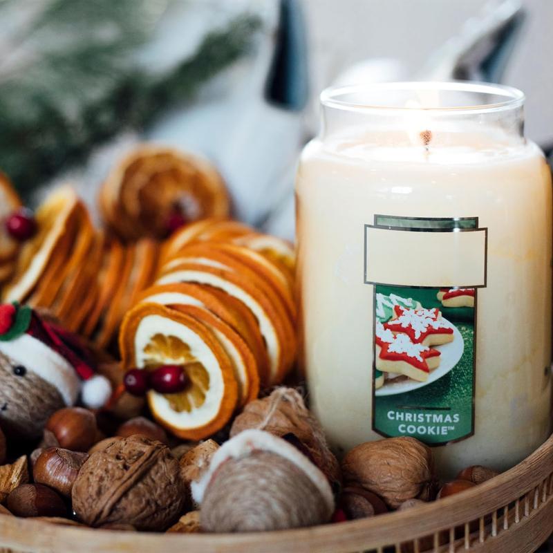 Candle Christmas Cookie Scented, Classic 22oz Large Jar Single Wick Candle, Over 110 Hours of Burn Time, Perfect for Holiday Gifting and Celebration