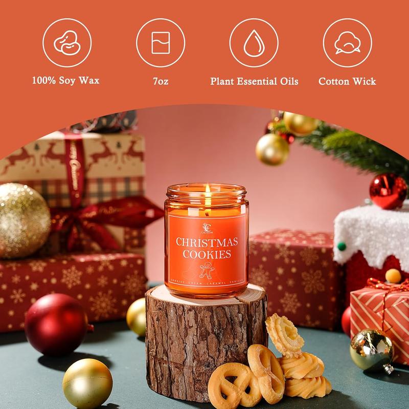 christmas day , christmas gift Christmas Cookies Scented Candle - Soy Wax Candle for Home - Winter Candle - Christmas Gifts for Women Men - Decor