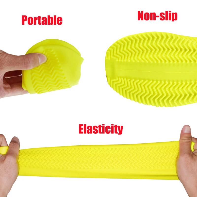 2pcs Waterproof Non-slip Silicone Shoe High Elastic Wear-resistant Unisex Rain Boots for Outdoor Rainy Day Reusable Shoe Cover