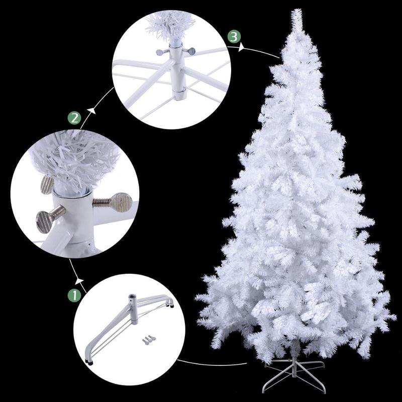 Christmas tree, 5Ft - 6Ft - 7Ft Artificial PVC White Christmas Tree Stand Indoor Outdoor Green - THL064