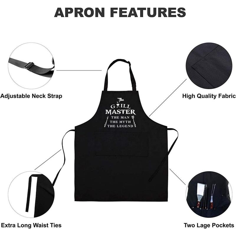 Funny BBQ Black Adjustable Kitchen Cooking Chef Aprons for Men