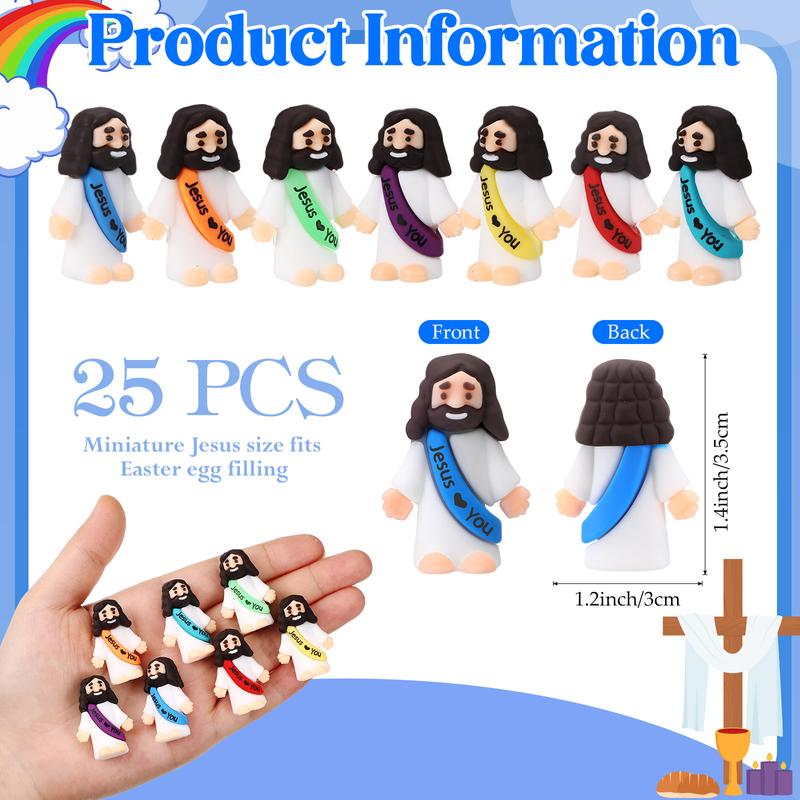 Mini Jesus Figures 25Pcs Little Jesus Figures Cute Jesus Ornament with Jesus Love You Slogan Religious to Hide and Seek Religious Christmas Christian Baptism Gifts