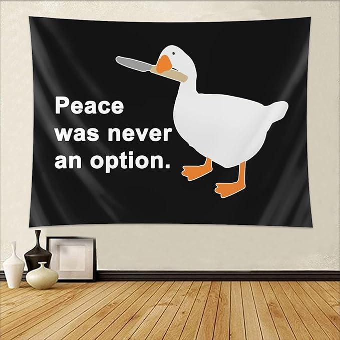 Peace Was Never An Option Goose 40*30in  Tapestry, Bedroom Wall Hanging Bedding Men Teen Girl Funny Living Room Dorm Home Decor