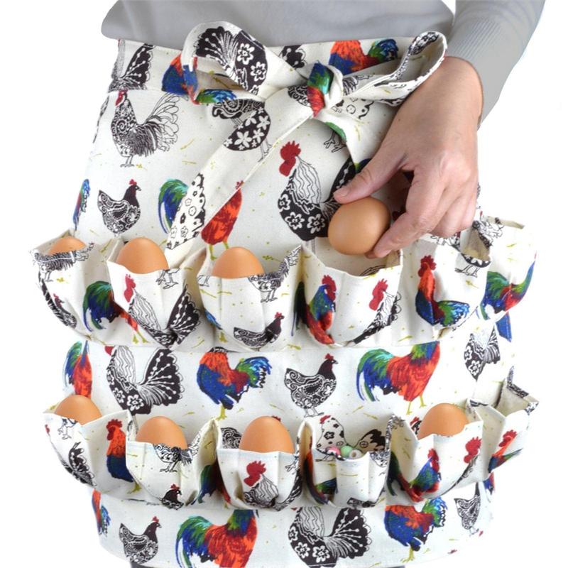 Egg Apron, Egg Apron with 12 Deep Pockets for Chicken Duck Goose Eggs, Gathering Holding Apron for Housewife Farmhouse