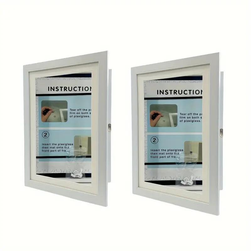 Magnetic Front Open Photo Frame, 2 Counts Art Flap Photo Frame Hold 100 Pictures, Wall Mounted & Tabletop Display Frame for Home Office Decor