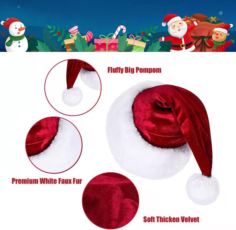 Santa Hat, Santa Hat for Adults, Unisex  Comfort  Red Christmas Hat Hats Extra Thicken Classic Plush for Christmas  Year Festive Holiday Party Supplies