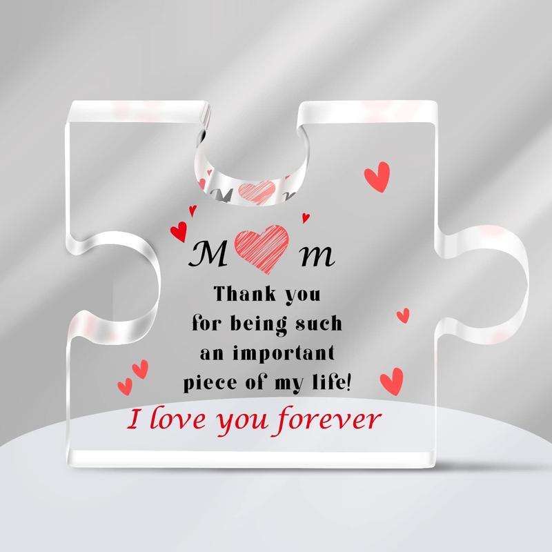 Mothers Day Personalized Gifts Ideas |  Birthday Gifts for Mom From Daughter Son | 3.94 x 3.15 Inch I Love You Mom Premium Acrylic Puzzle Sign | Christmas Cool Gifts | Gift for Mommy