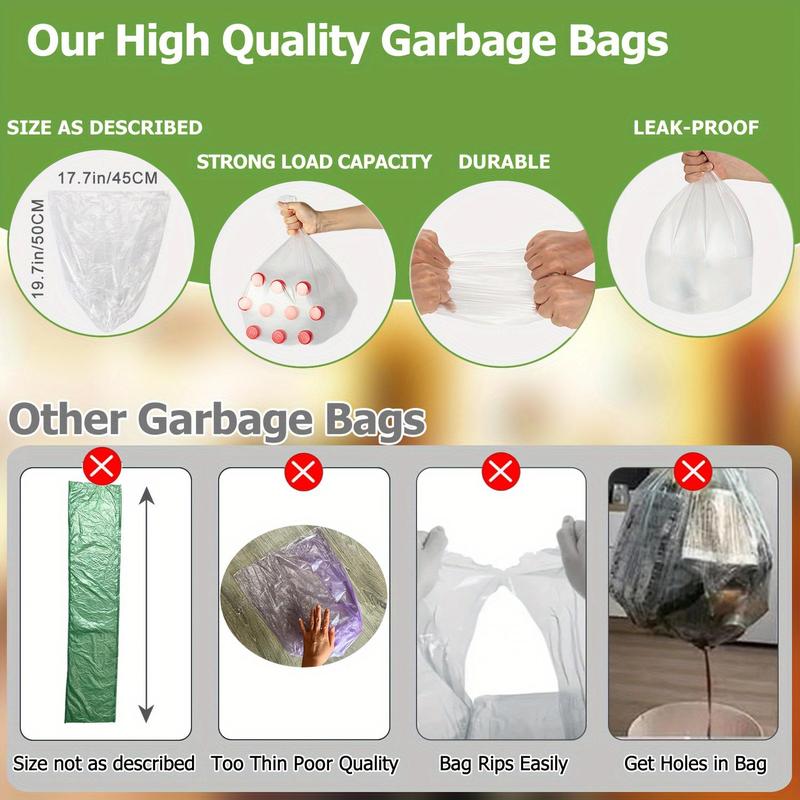 4 Gallon Trash Bag Strong, Leakage-free, Small Garbage Bags Unscented Thick for Bathroom, Office, Kitchen Small Trash Can, 15L, 100 Bags