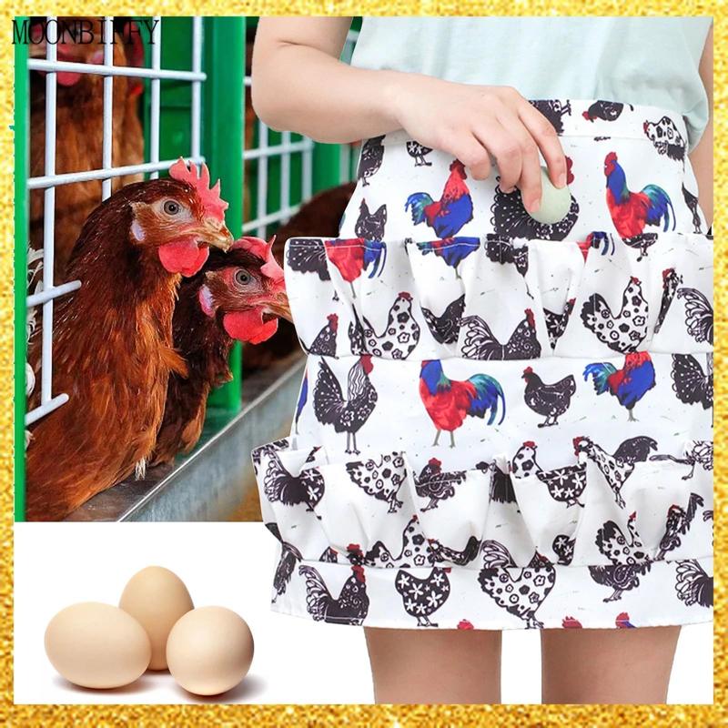 Egg Apron, Egg Apron with 12 Deep Pockets for Chicken Duck Goose Eggs, Gathering Holding Apron for Housewife Farmhouse