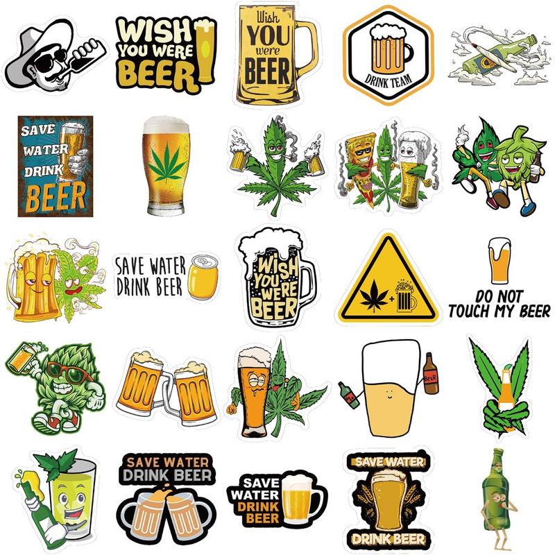 Beer Pattern Sticker (200pcs), Creative Beer Sticker, Decorative Sticker for Phone Case, Computer, Guitar, Bag, Water Cup, Scrapbook