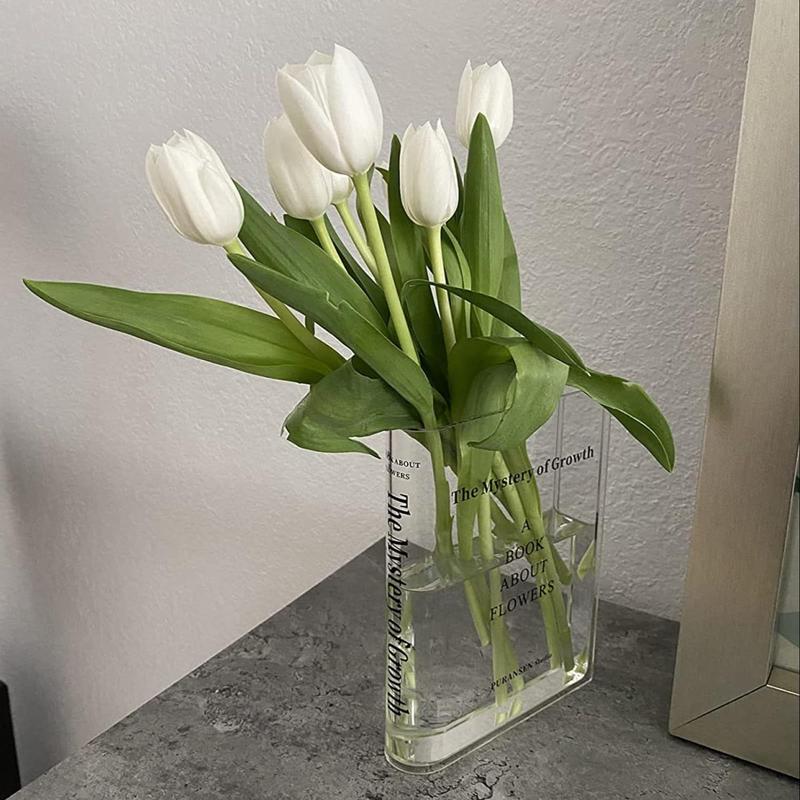 Acrylic Book Shaped Vase, 1 Count Creative Flower Arrangement Vase, Modern Desktop Flower Vase for Home Office Decor, Bookshelf Decoration