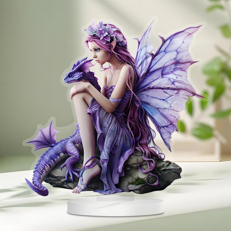 Dragon & Fairy Pattern Desktop Decoration, 1 Count Exquisite Desktop  Ornament, Durable Desktop Decoration Sign for Home Living Room Bedroom