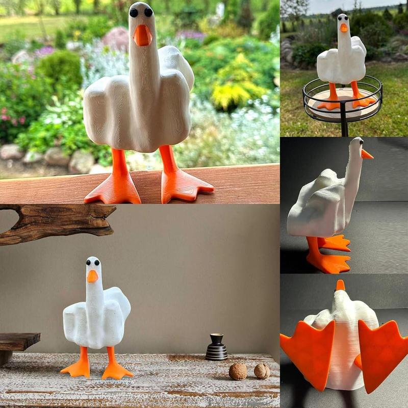 Funny Little Duck Resin Figurine Ornament Decor Finger Duck Sculptures Duck Gnomes Garden Statue for Home Office Desktop