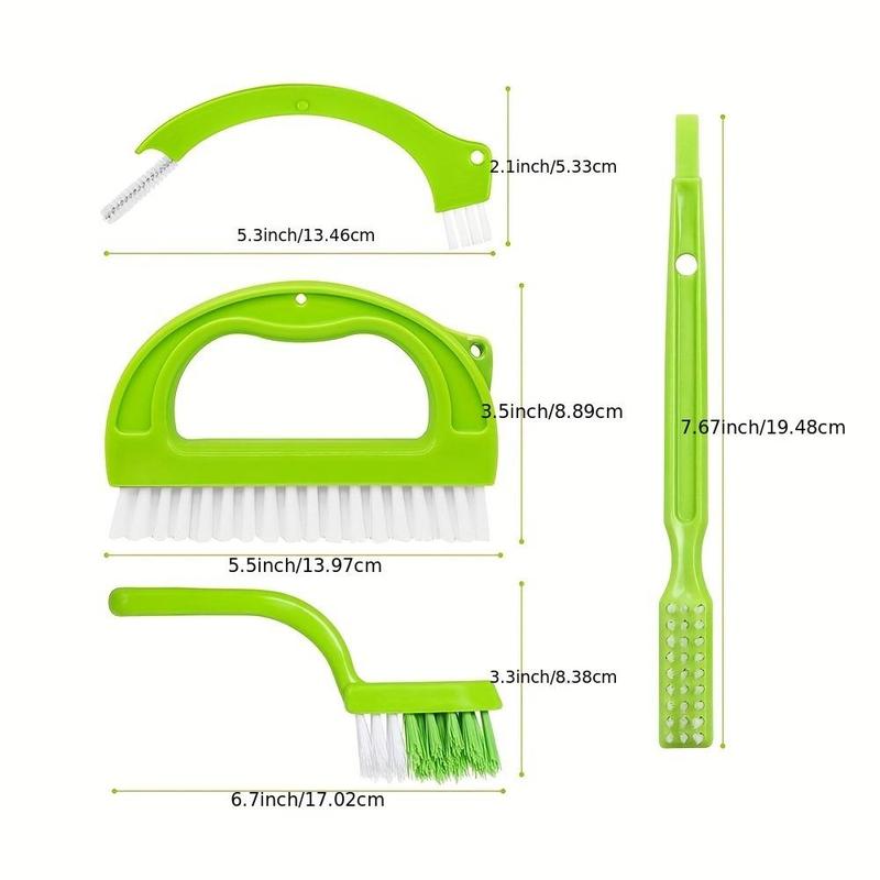 4pcs set Multifunctional Floor Cleaning Brush, Household Floor Scrub Brush With Handle For Bathroom Kitchen