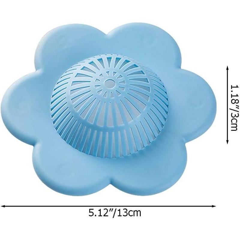 Silicone Flower Shaped Hair Catcher, 4 Counts Shower Drain Cover with Suction Cup, Bathroom Gadgets