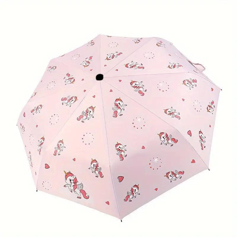 Unicorn Pattern Umbrella, 1 Count Folding Umbrella, Sunny and Rain Dual-use Umbrella, Portable Umbrella for Outdoor Activities