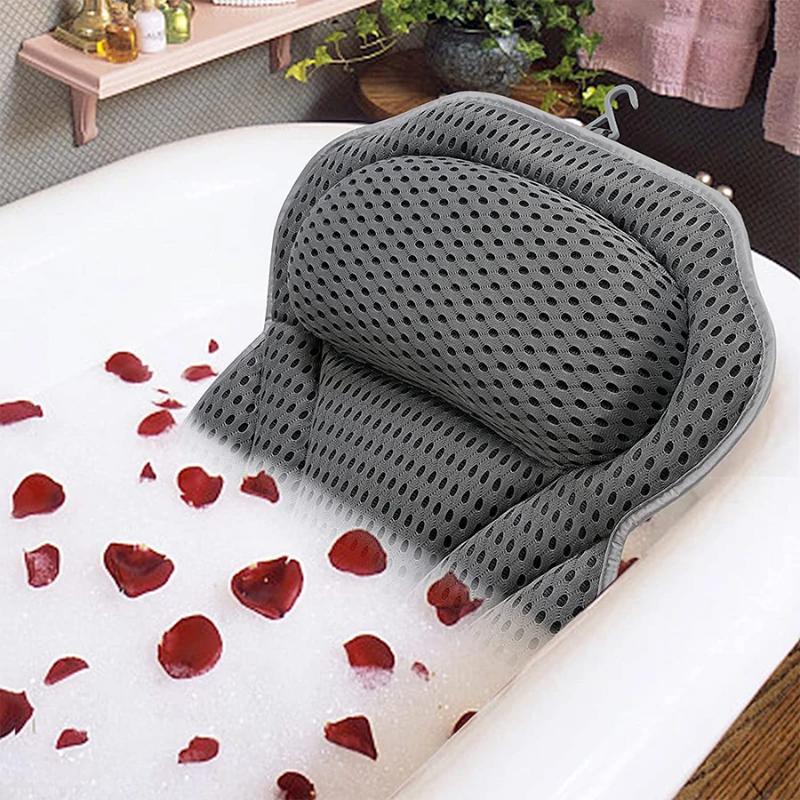 Bath Pillow Bathtub Pillow, Neck Back Support, Ultra Soft 3D Breathable Mesh Spa Cushion, Headrest, Bathroom Accessories, Gifts