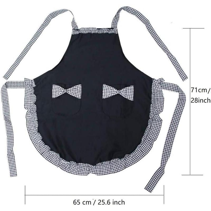 Hyzrz Cute Retro Lovely Vintage Ladies Flirty Vintage Aprons for Women Girls with Pockets for Mothers Day Gift (Black)