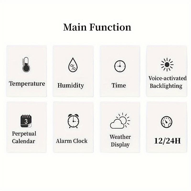 1pc Voice Controlled Digital Weather Station Clock - Large Backlit Display, Accurate Temperature & Humidity Readings, 12 24 Hour Format, Weather Forecast, USB Powered - Perfect for Home or Office Use Decor Plastic