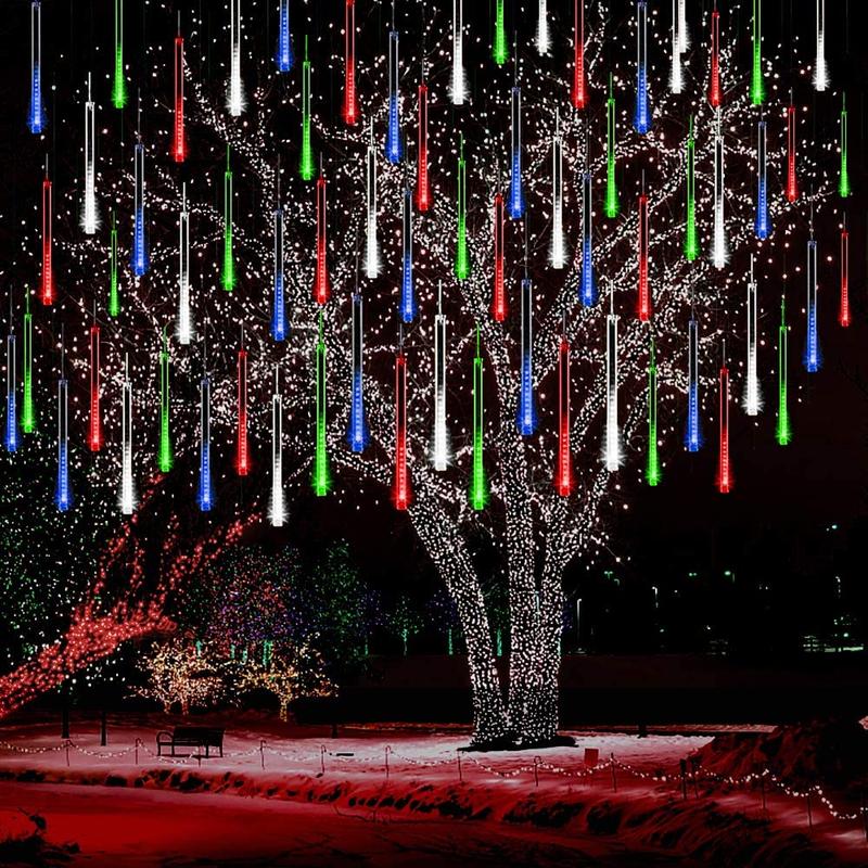 Meteor Shower Lights Waterproof 24 Tube LED Falling Rain Lights for Outdoor Christmas Tree and Holiday Decorations, 1 Set Christmas LED Decoration