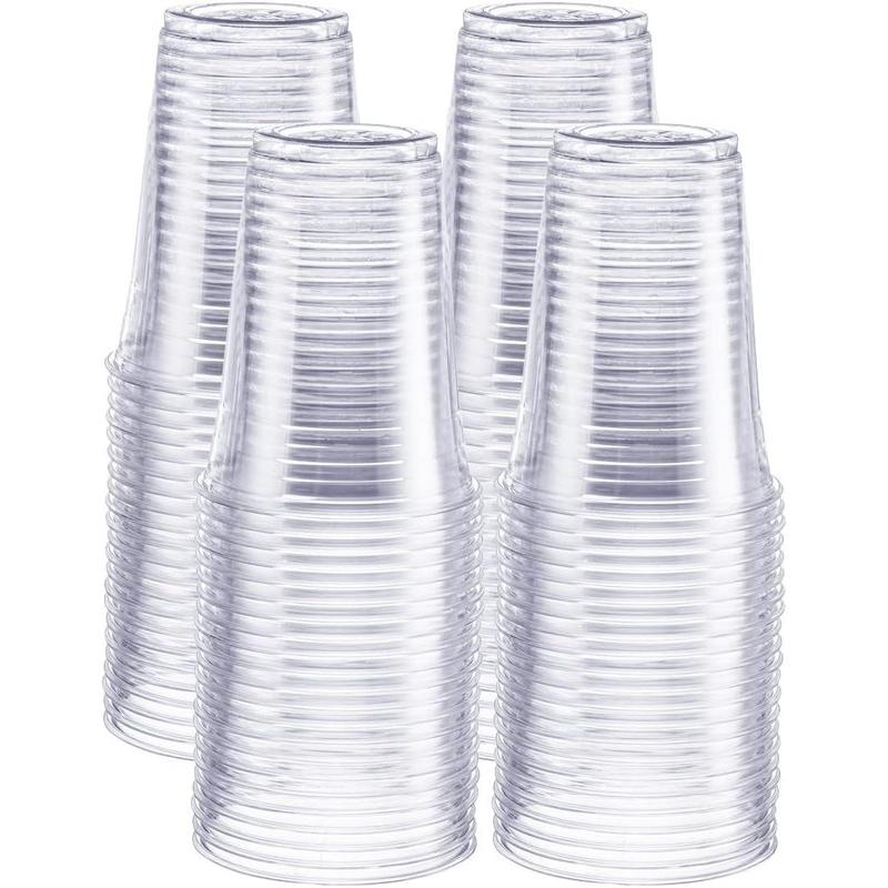 Comfy Package100 Pack Clear Plastic Cups for Party - Ideal for Cold Beverages, Smoothies, and Parties