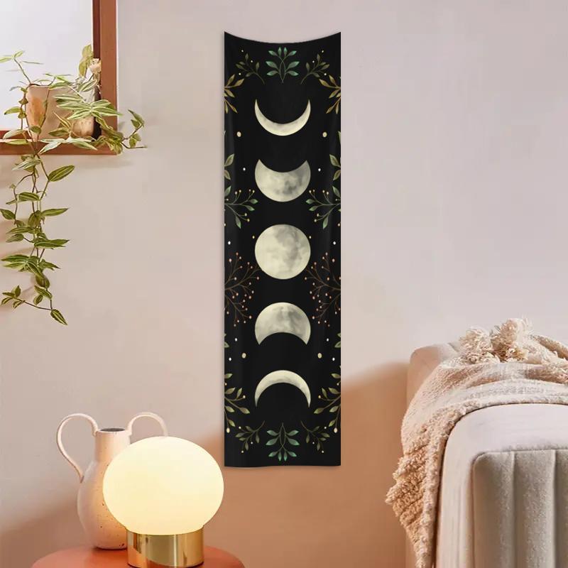 Bohemian Style Moon & Plant Pattern Tapestry for Room Decor,  1 Count Boho Style Wall Decor, Hanging Poster for Home Party Decor, Fall Decor, Home Decor