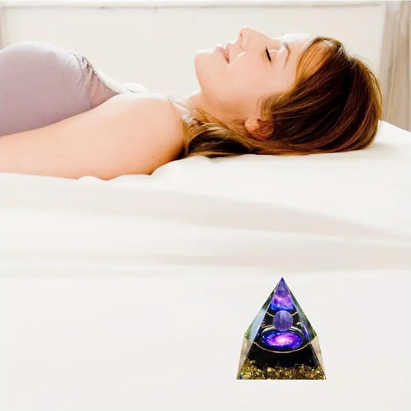 Creative Orgone Pyramid for Positive Energy, Desktop Decorative Ornament, Home Decor for Living Room Bedroom Office