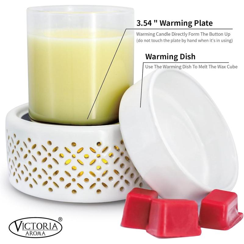 Ceramic Wax Melt Warmer - 7 Colors Changing LED Light Candle Wax Warmer for Scented Wax, Electric Fragrance Wax Melter for Home, Office, Bedroom Decor, and Gifts Ornaments Decoration