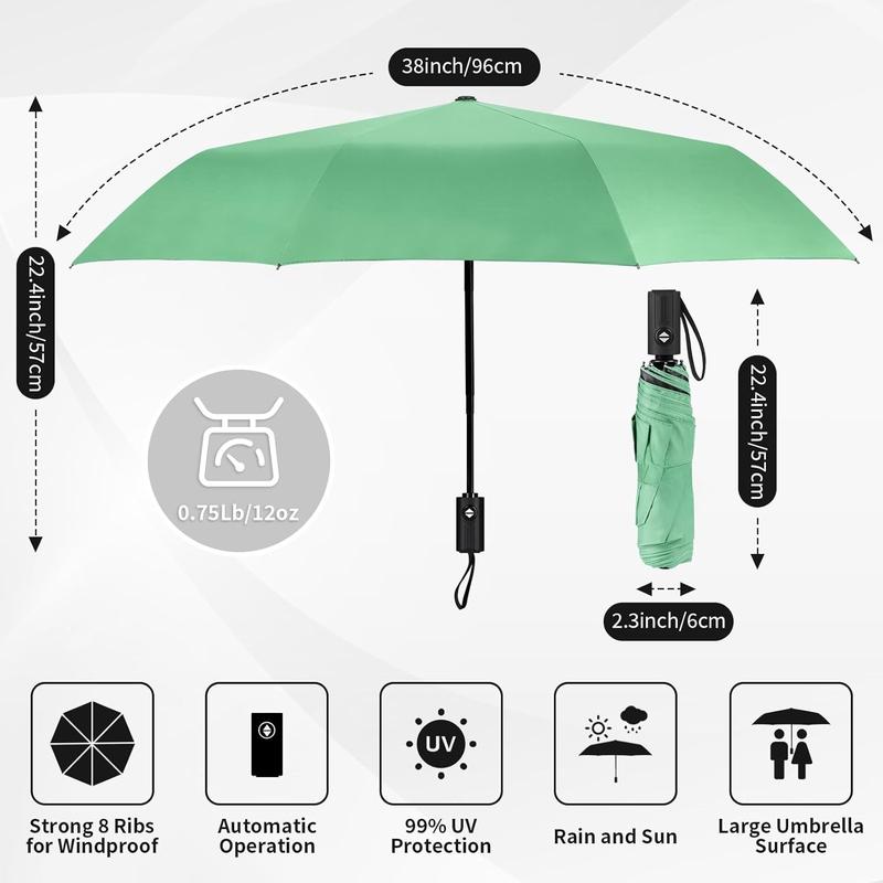 Windproof Travel Umbrella, Automatic Umbrellas for Rain, Portable & Compact Umbrella for Backpack, Sun Umbrella for Walking, Folding Small Umbrella for , Lightweight  UV Protection