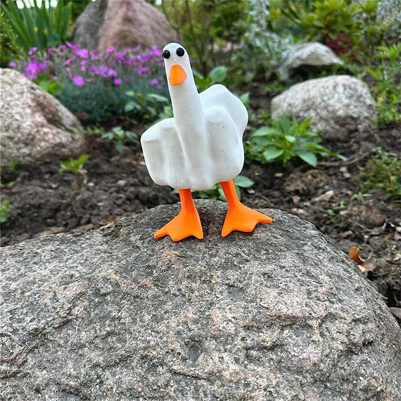 Funny Little Duck Resin Figurine Ornament Decor Finger Duck Sculptures Duck Gnomes Garden Statue for Home Office Desktop