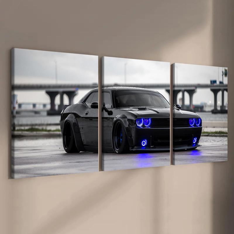 Car Pattern Canvas Painting with Frame, 3 Counts set Modern Wall Art, Wall Decor for Home Living Room Bedroom Study Room Office