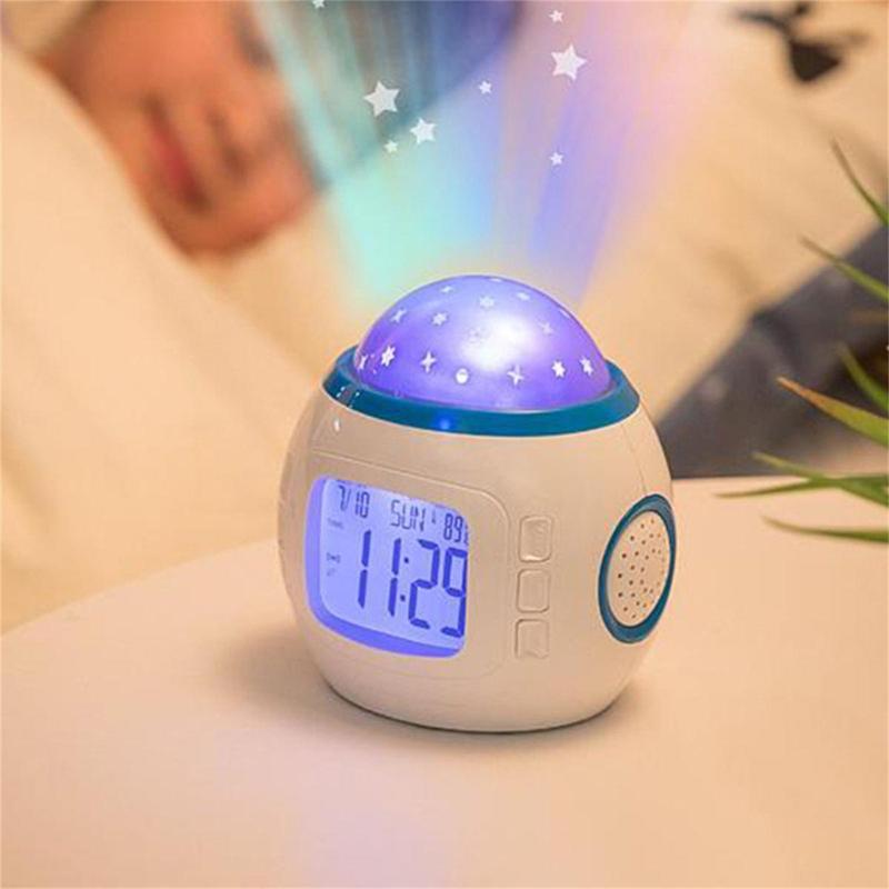 Starry Sky Projector Alarm Clock for Mean Girls Decorations, 1 Count Multifunctional LED Clock with Temperature Display, Bedside Table Clock for Home Office, Ramadan Decor [Battery Required, without Battery]